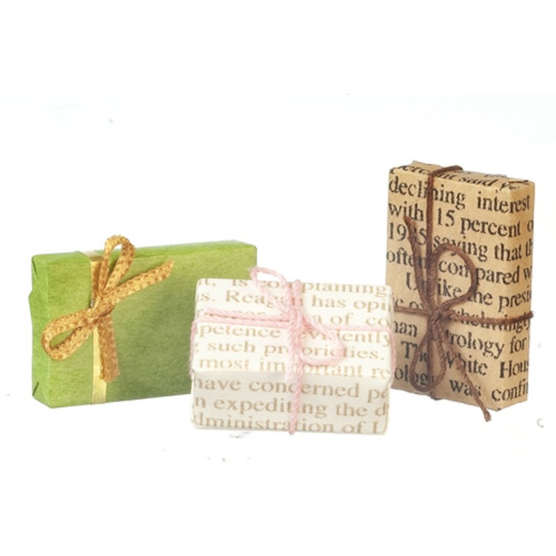 Dolls House Vintage Wrapped Gifts Christmas Birthday Presents Shop Accessory