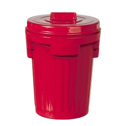 Dolls House Red Metal Dustbin Bin Trash Garbage Can Garage Garden Accessory