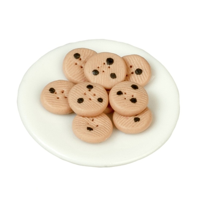 Dolls House Chocolate Chip Cookies on a Plate Christmas Dining Room Accessory