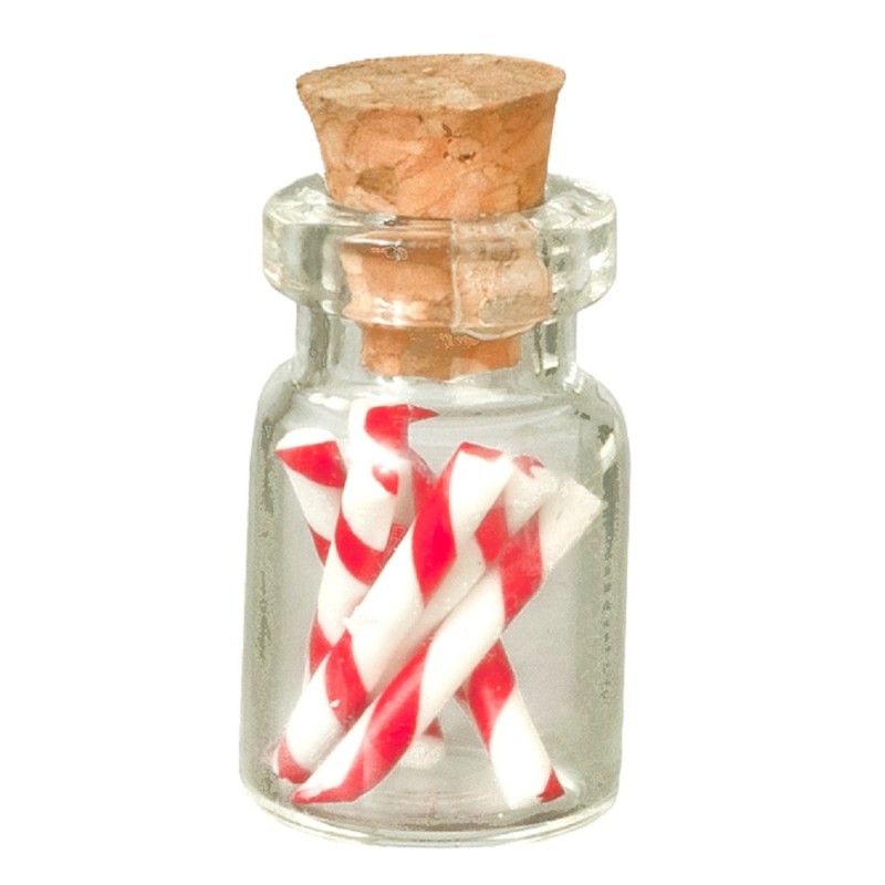 Dolls House Jar of Candy Canes Miniature Christmas Sweet Shop Store Accessory 