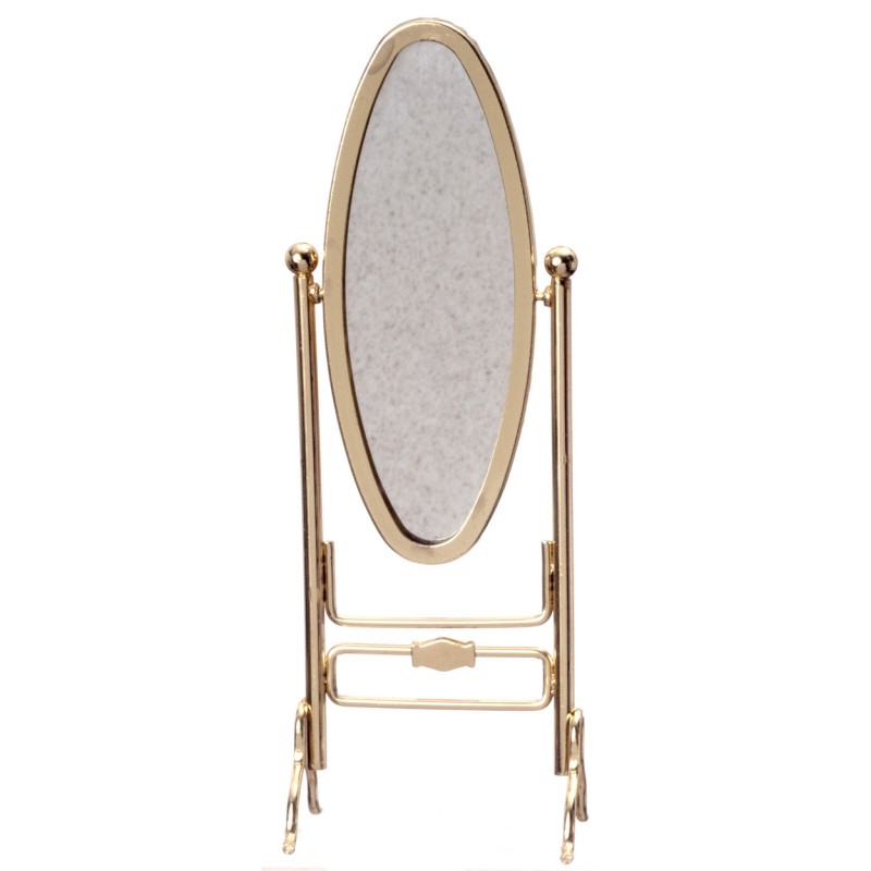 Dolls House Brass Gold Cheval Dressing Mirror Dressmaker Shop Bedroom Furniture