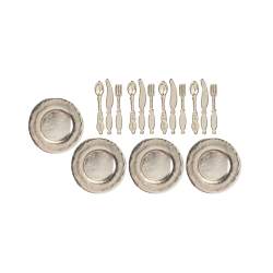 Dolls House 4 Place Setting Silverware Dishes & Cutlery 1:12 Dining Accessory