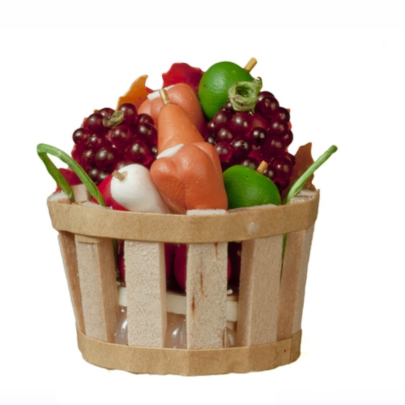 Dolls House Harvest Bushel Basket of Vegetables Miniature Fruit Shop Accessory
