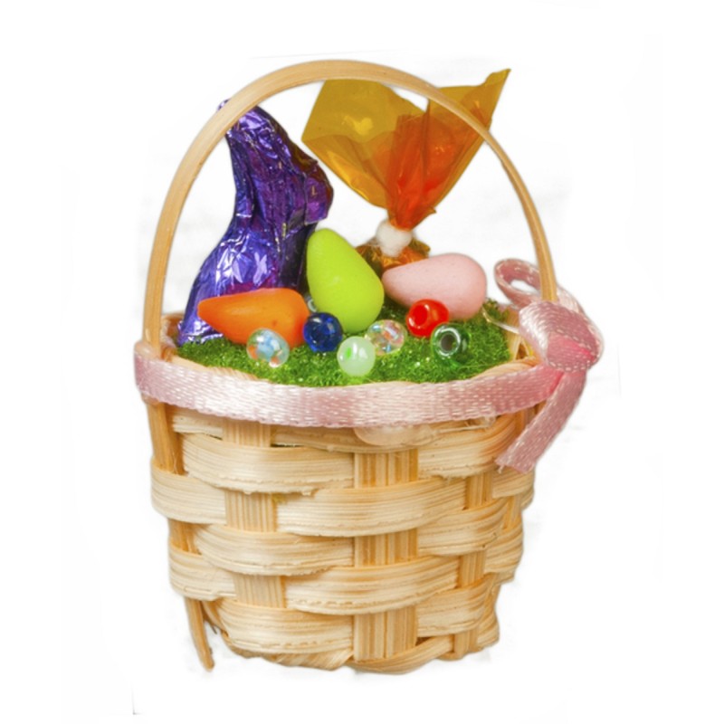 Dolls House Easter Basket with Chocolate Bunny Miniature 1:12 Scale Accessory