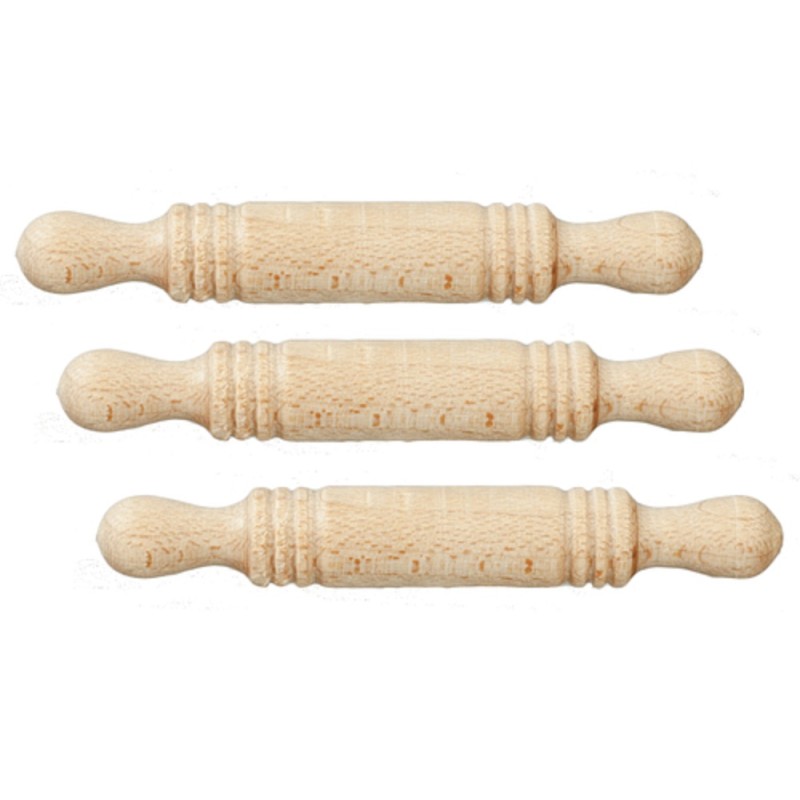 Dolls House 3 Rolling Pins Miniature Baking Kitchen Accessory 1:12 Scale Medium