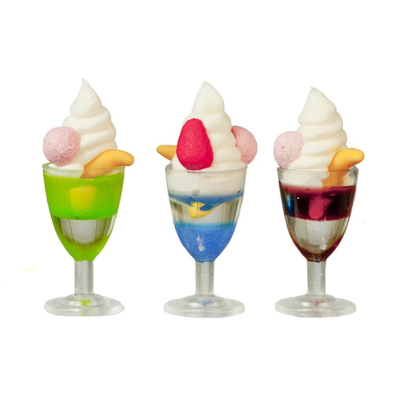 Dolls House Ice Cream Sundaes 1/6 Scale Sweet Shop Confectionery Store Accessory