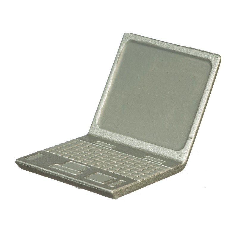 Dolls House Silver Lap Top Laptop Computer Metal Miniature Modern Accessory 