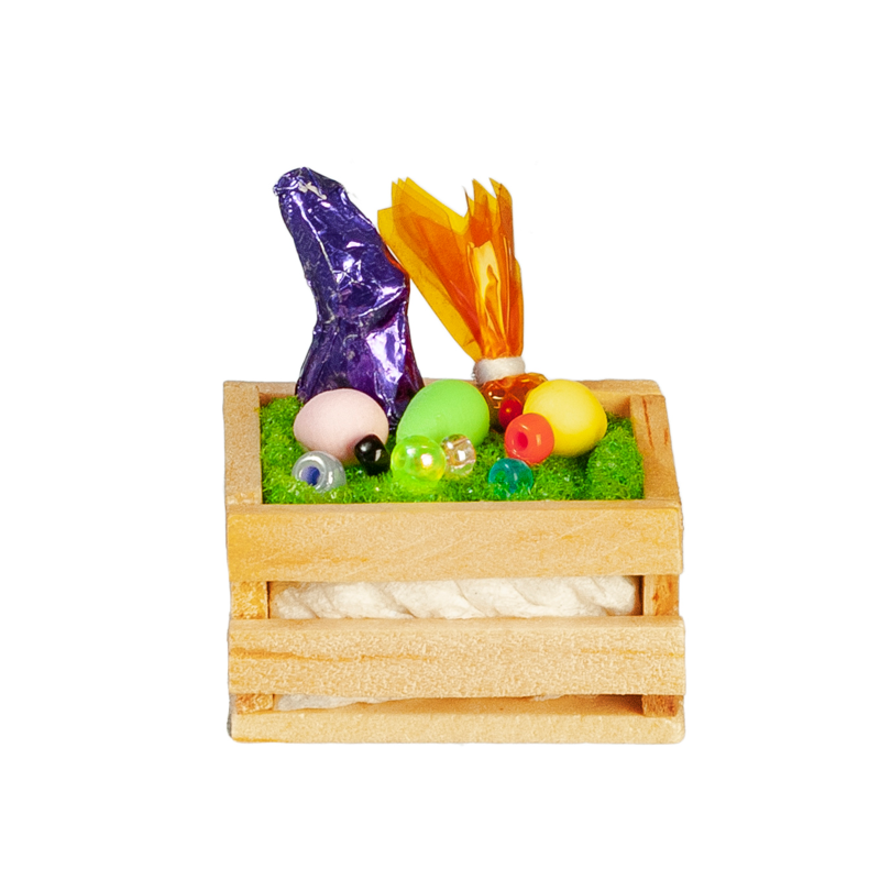 Dolls House Easter Crate with Chocolate Bunny Miniature Nursery Accessory 1:12