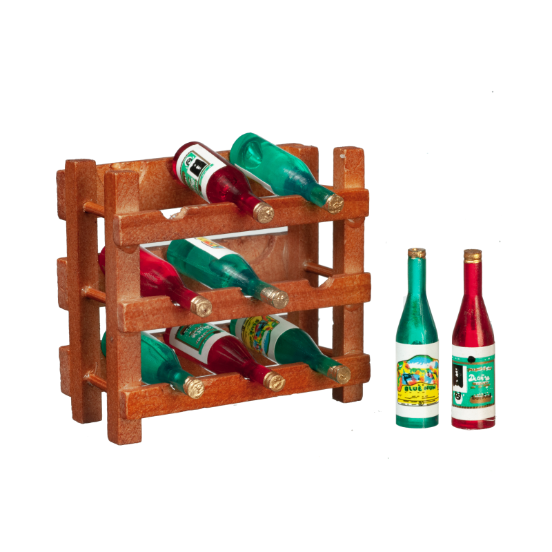 Dolls House 9 Bottle Wooden Wine Rack Miniature Bar Bistro Kitchen Accessory