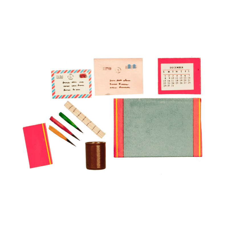 Dolls House Desk Writing Set Miniature Modern Office School Study Accessory 1:12