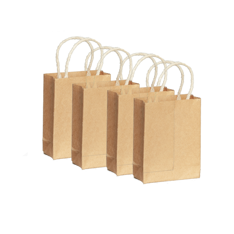 Dolls House 4 Brown Paper Shopping Bags Miniature Grocery Shop Store Accessory