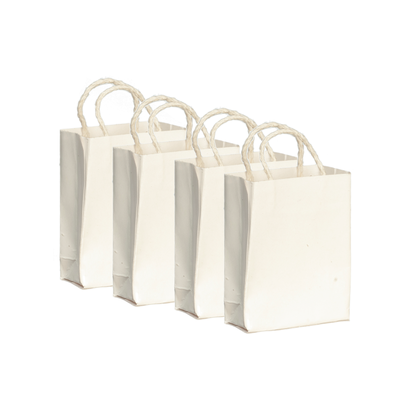 Dolls House 4 White Paper Shopping Bags Miniature Grocery Shop Store Accessory