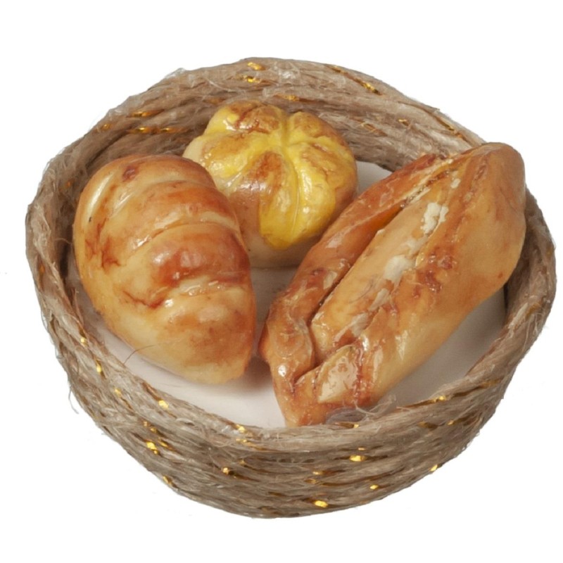 Dolls House Bread in Basket Miniature Shop Store Market Accessory 1:12 Scale