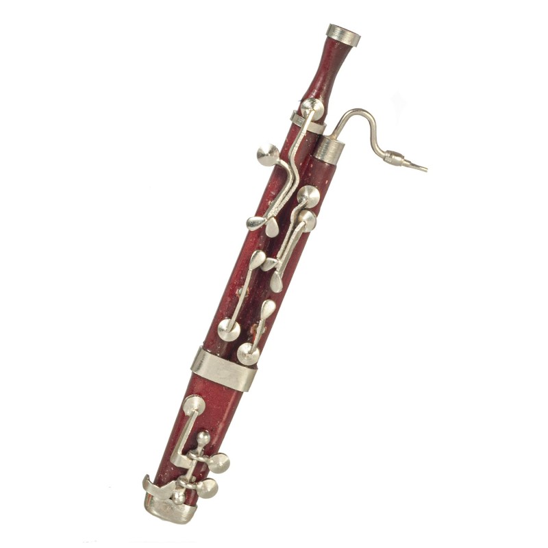 Dolls House Bassoon Red & Silver Miniature Music Room School Instrument 1:12