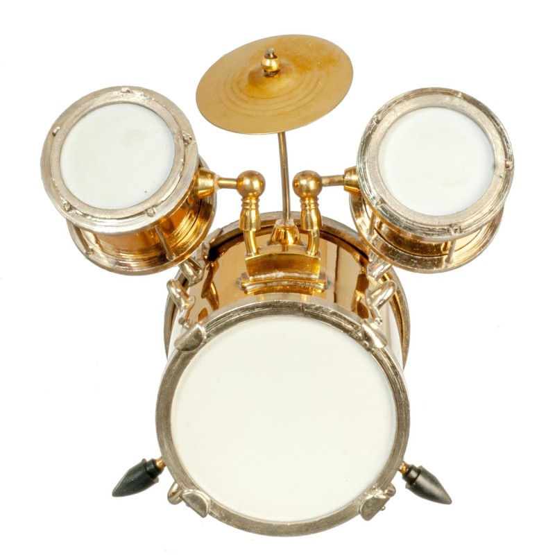 Dolls House Drum Kit Set Large Gold Miniature Music Room School Instrument 1:12