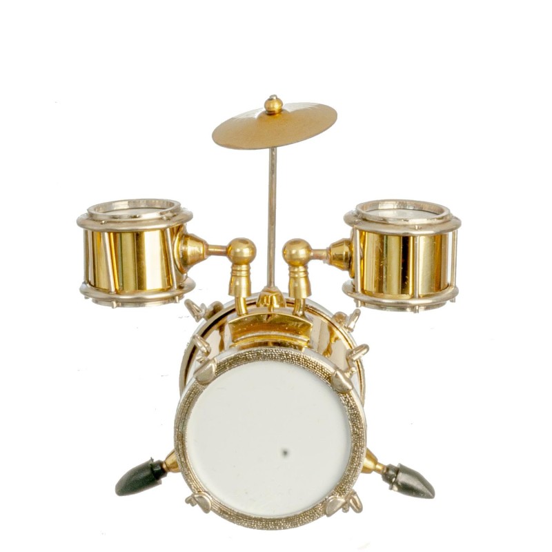 Dolls House Drum Kit Set Small Gold Miniature Music Room School Instrument 1:12