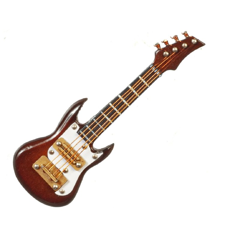 Dolls House Electric Guitar S Type Brown Miniature Music Room School Instrument