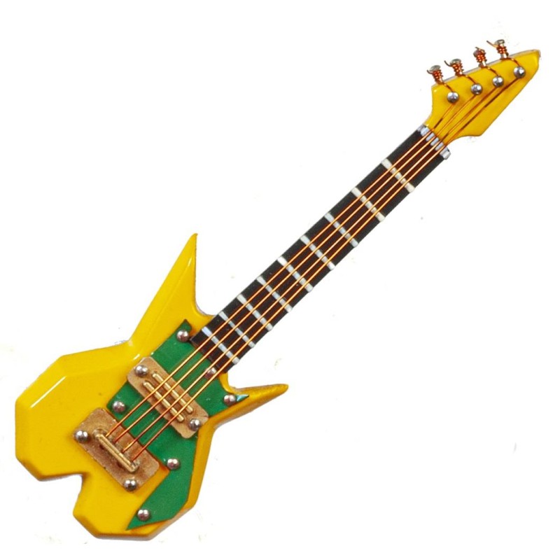 Dolls House Electric Guitar Warlock Yellow Miniature Music Room Instrument