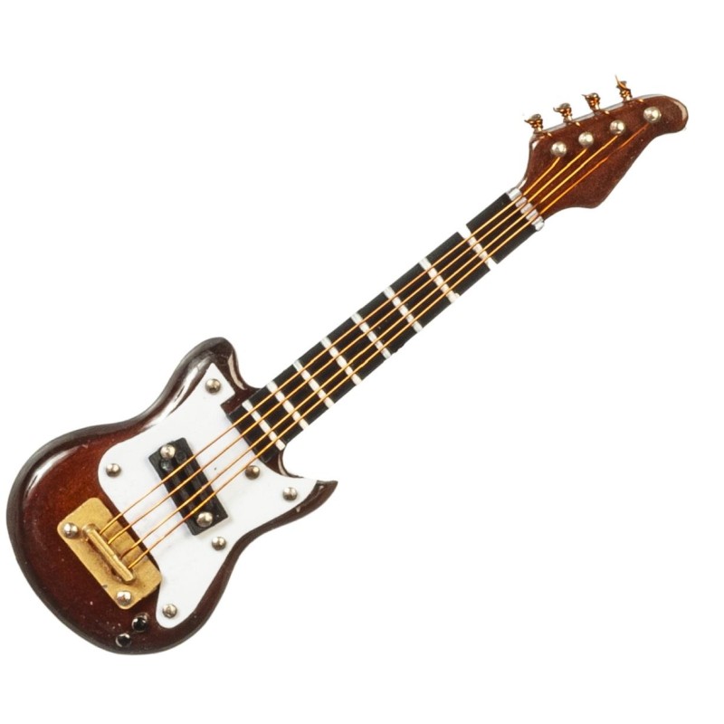 Dolls House Electric Guitar T Shape Brown Miniature Music Room School Instrument