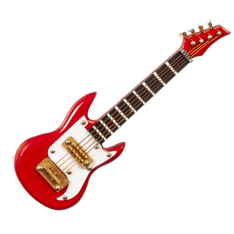 Dolls House Electric Guitar S Type Red Miniature Music Room Instrument Large