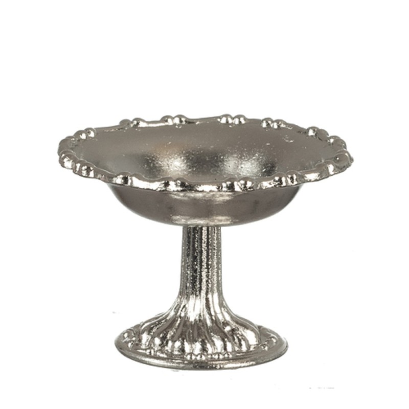 Dolls House Silver Fruit Bowl on Pedestal 1:12 Miniature Dining Table Accessory