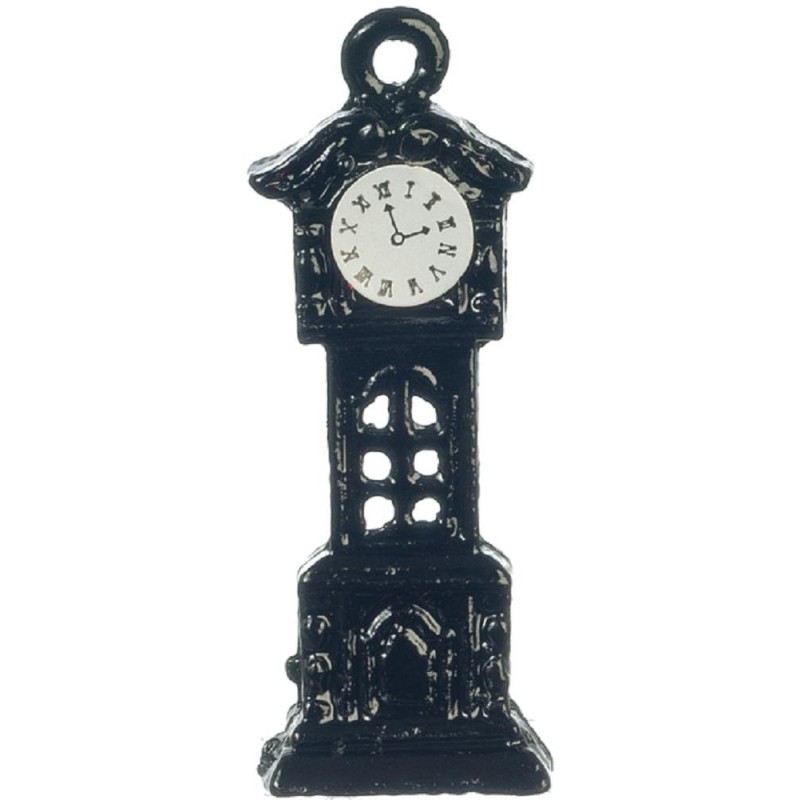 Dolls House Black Victorian Grandfather Clock Metal 1:24 Half Inch Hall Furniture