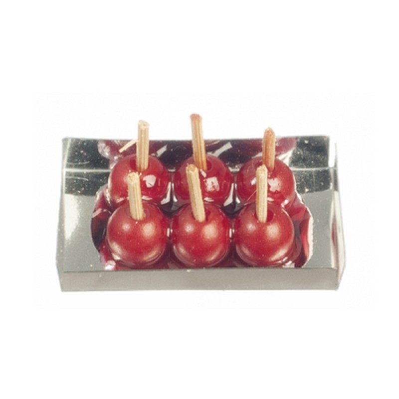 Dolls House Toffee Apples on a Tray Halloween Candy Fun Fair Accessory