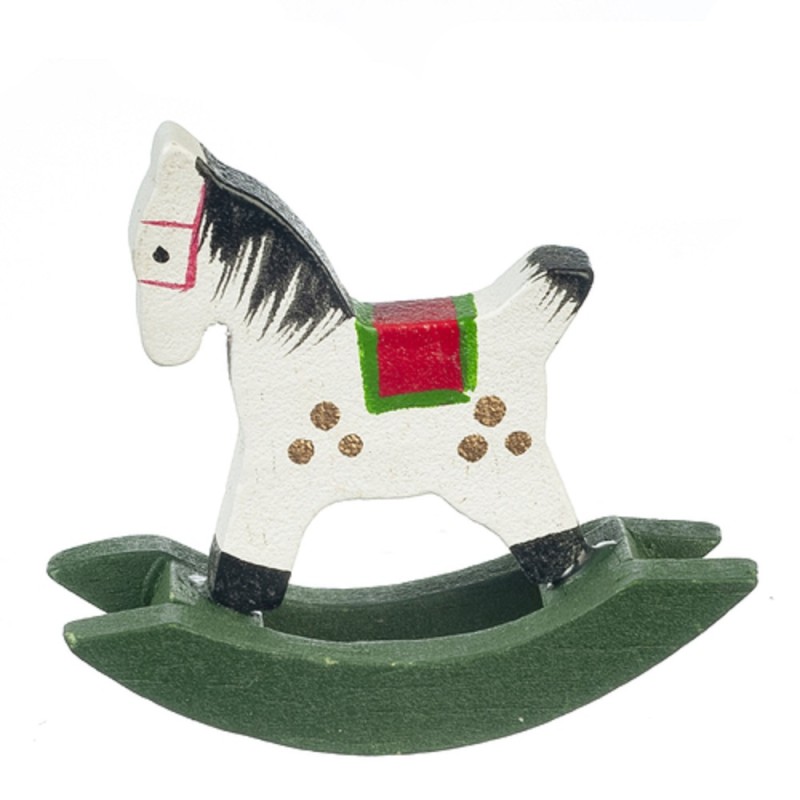 Dolls House Small Wooden Rocking Horse Christmas Toy Shop Store Accessory 