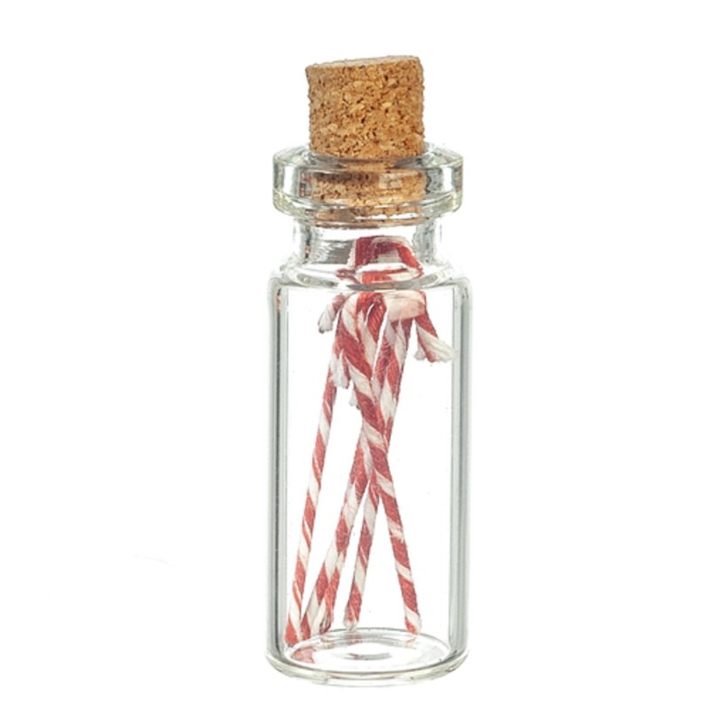 Dolls House Large Jar of Candy Canes Christmas Sweet Shop Store Accessory 