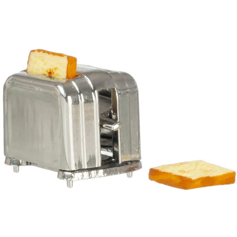 Dolls House Silver Toaster & Slices of Bread Miniature Kitchen Accessory 1:12