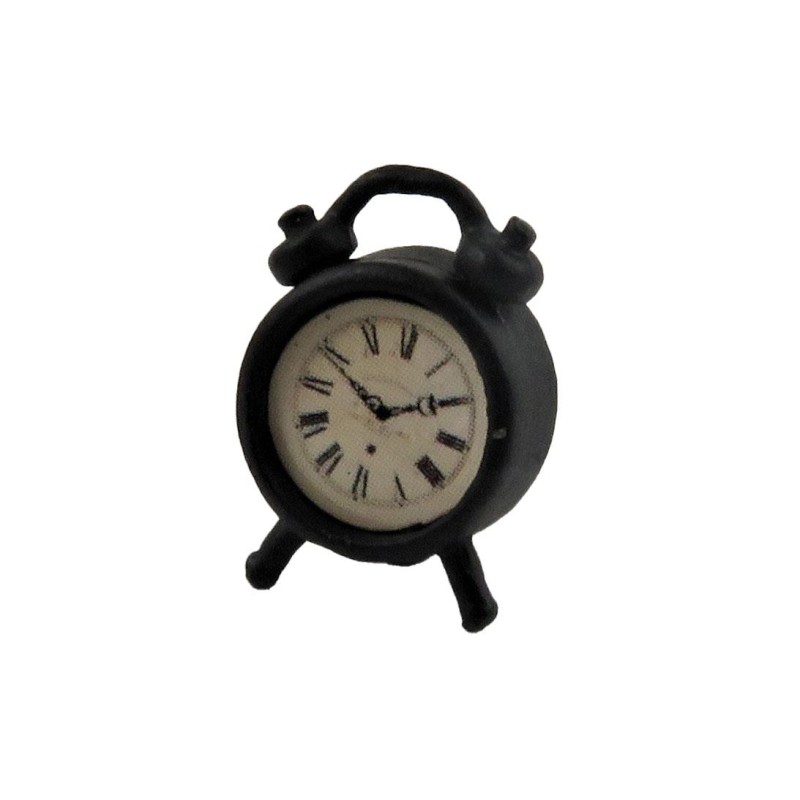 Dolls House Black Alarm Clock Miniature Traditional Bedroom Accessory 1:12 Scale