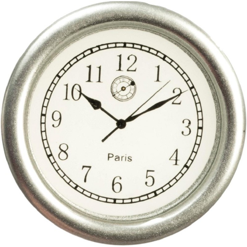 Dolls House Silver Wall Clock Modern Miniature Kitchen Accessory 1:12 Scale