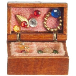 Dolls House Full Wooden Jewellery Box Miniature Bedroom Dressing Table Accessory