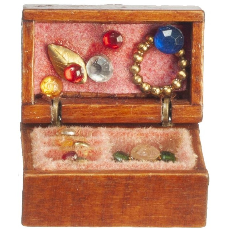 Dolls House Full Wooden Jewellery Box Miniature Bedroom Dressing Table Accessory