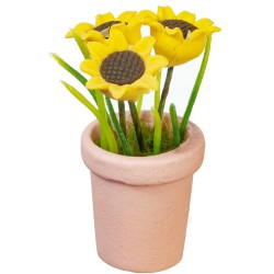 Dolls House Yellow Sunflowers in Terracotta Pot Miniature Garden Accessory 1:12 Dolls House Yellow Sunflowers in Terracotta Pot Miniature Garden Accessory 1:12