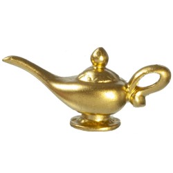 Dolls House Genie Oil Lamp Gold Miniature Resin Ornament Accessory 1:12 Scale