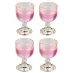 Dolls House 4 Glasses of Pink Rose Wine Miniature Dining Room Pub Bar Accessory