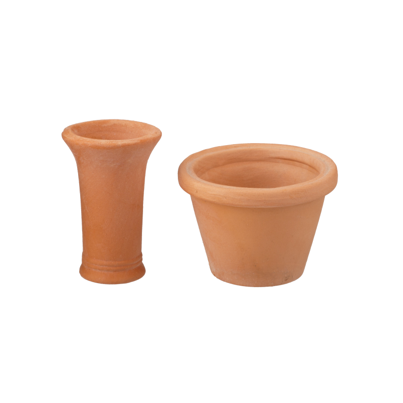 Dolls House Tall Terracotta Planter & Round Pot Miniature Garden Accessory 1:12