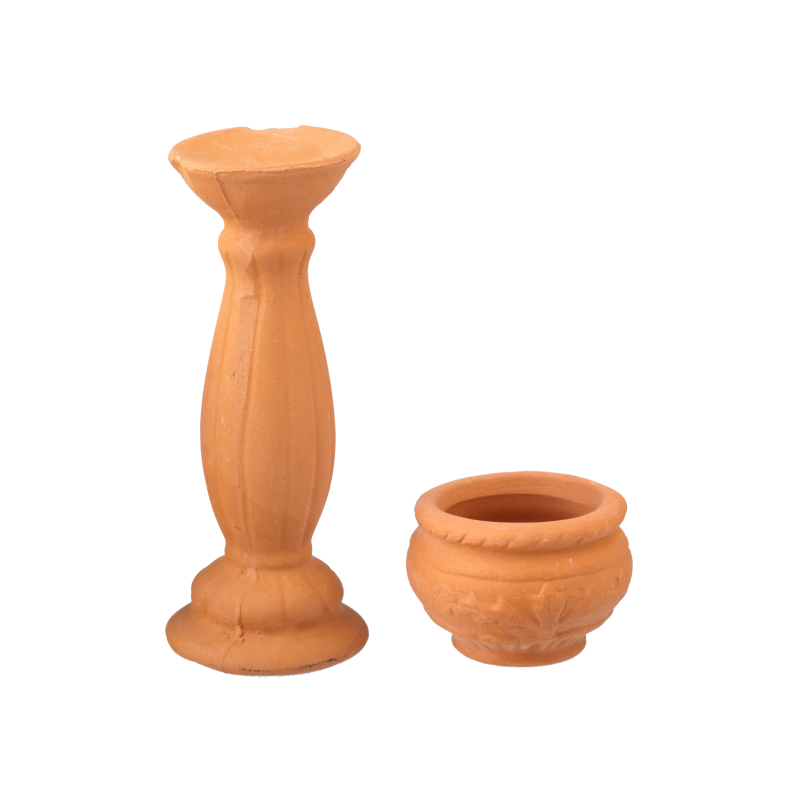 Dolls House Terracotta Plant Pot & Pedestal Miniature Planter Garden Accessory