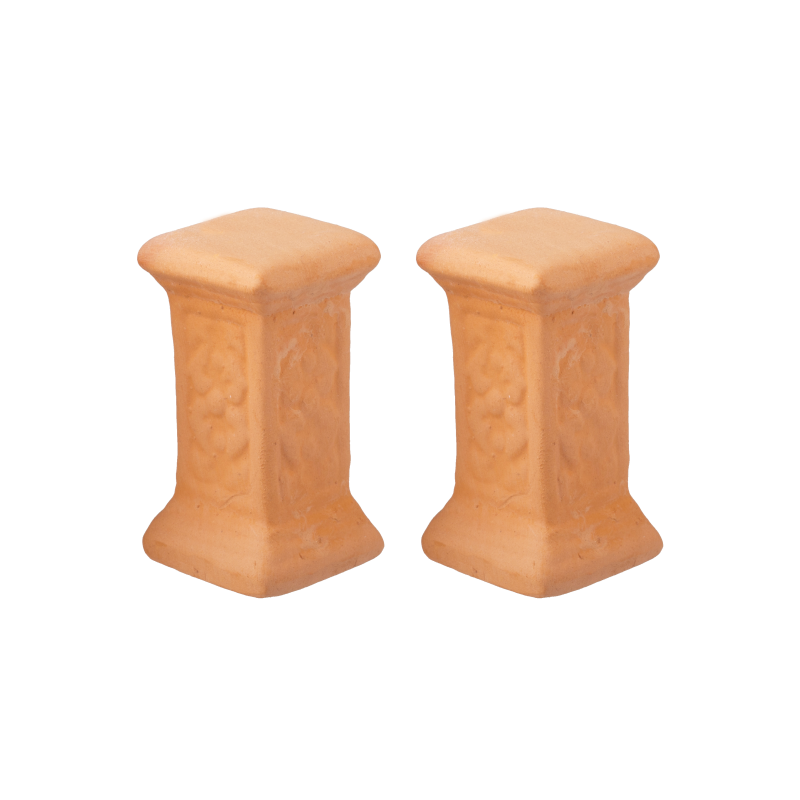 Dolls House 2 Terracotta Pedestals Miniature Garden Plant Accessory 1:12