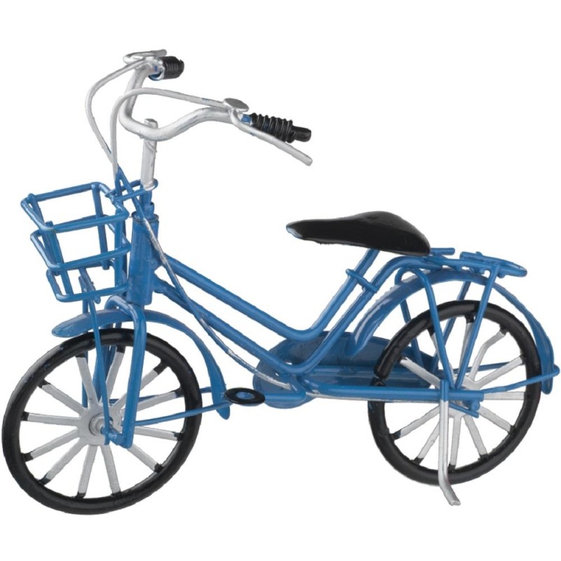 Dolls House Blue Shopping Bike Basket & Luggage Rack Miniature Outdoor Accessory