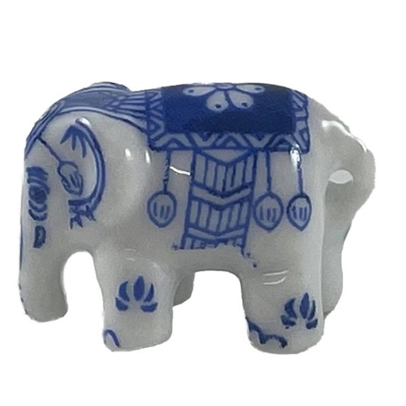 Dolls House Small Blue Delft Ornamental Elephant Miniature Accessory 1:12 Scale