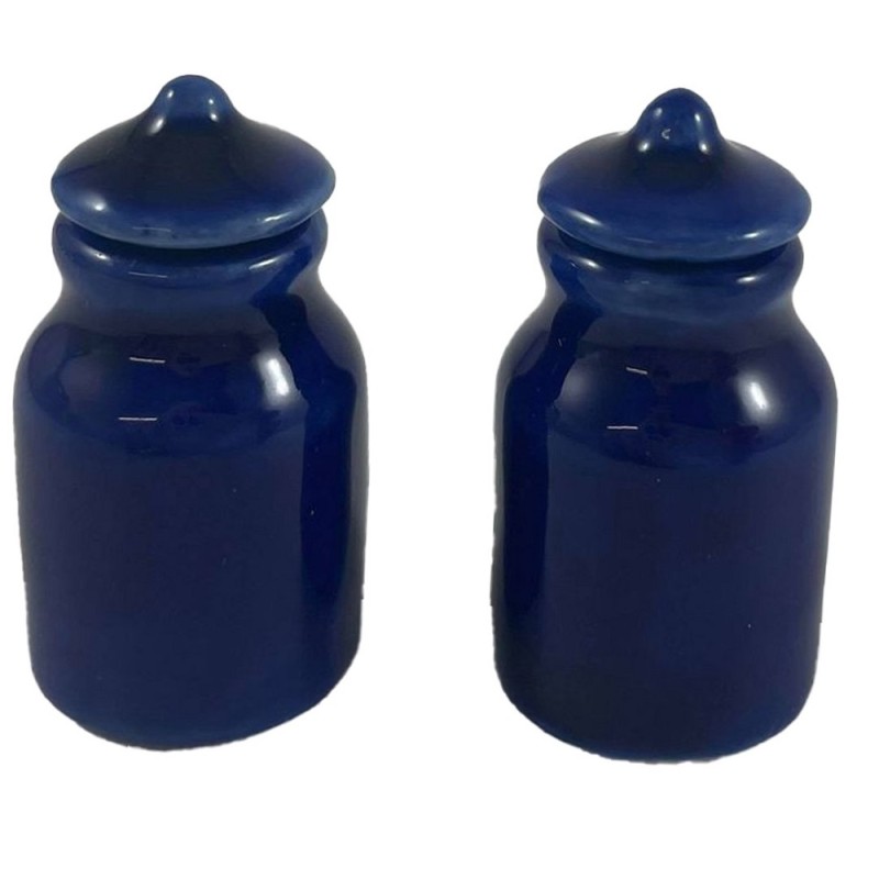 Dolls House Blue Canister Storage Jars Set of 2 Miniature Kitchen Accessory 1:12