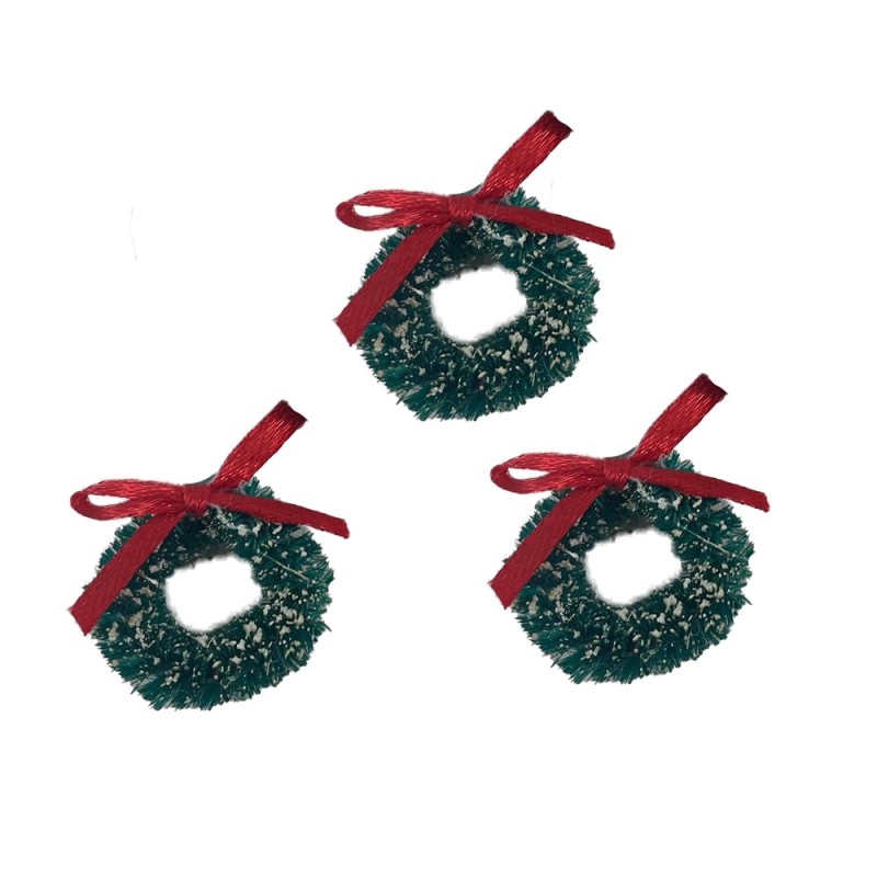 Dolls House Snowy Green Decorated Christmas Wreath Miniature Door Accessory 1:12