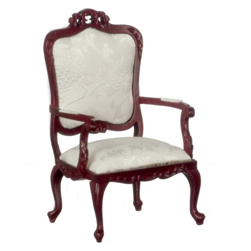 Dolls House Fancy Victorian Mahogany White Armchair Living Room Furniture