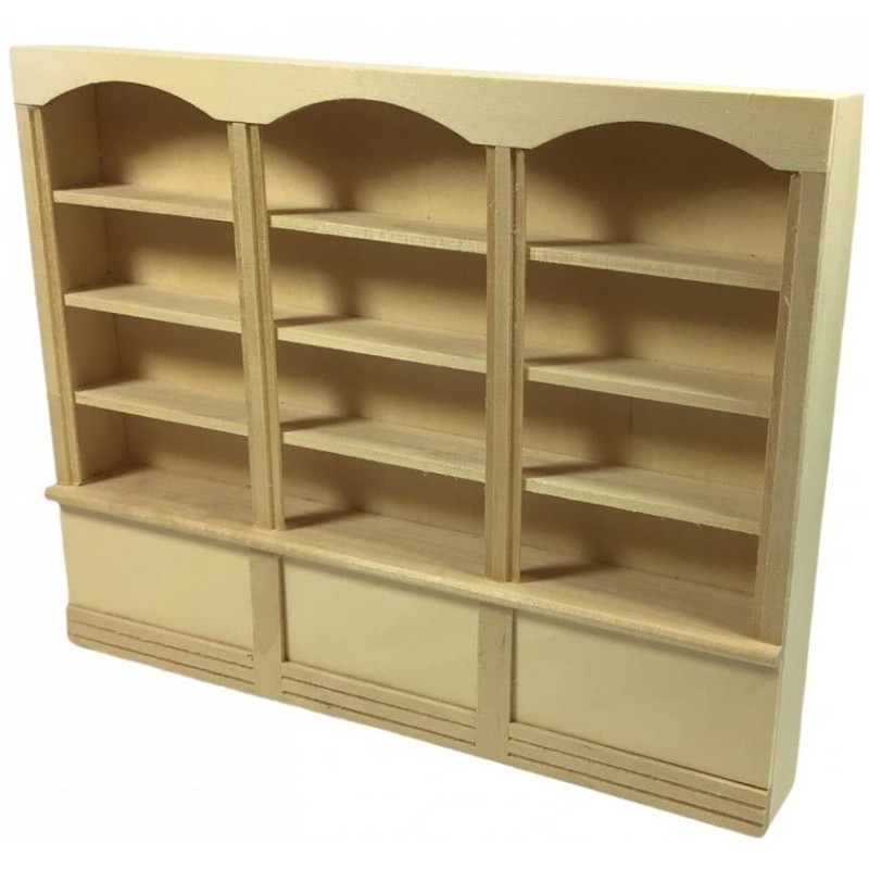 Dolls House Bare Wood 3 Bay Shop Fitting Display Shelf Unit Miniature Furniture