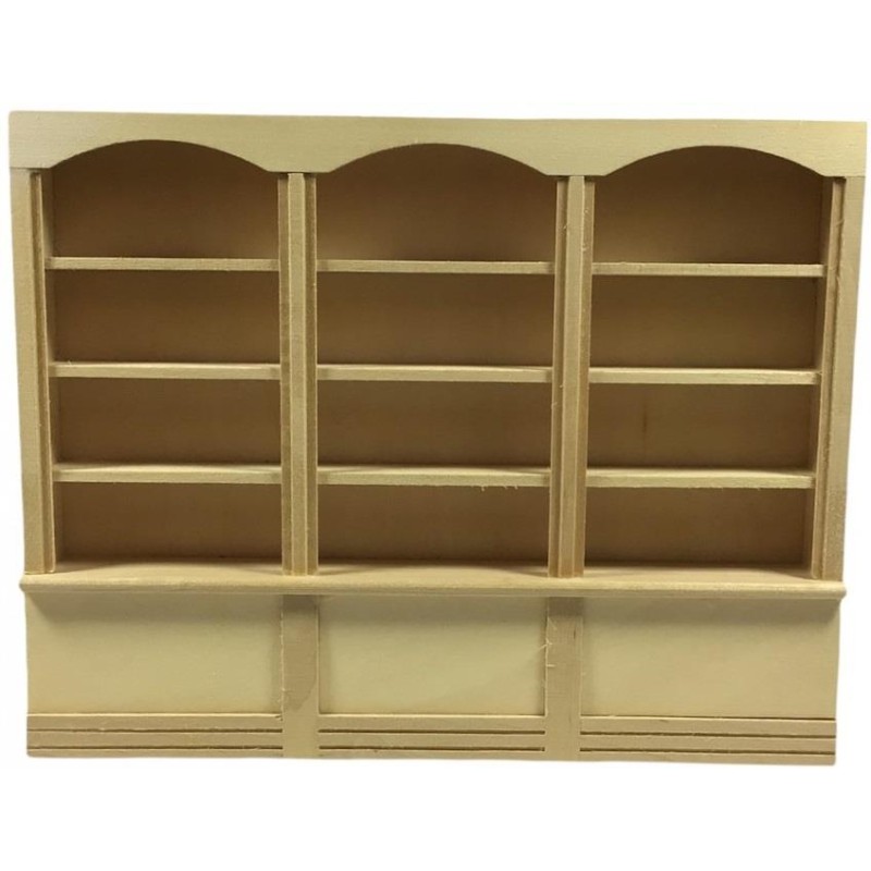 Dolls House Bare Wood 3 Bay Shop Fitting Display Shelf Unit Miniature Furniture