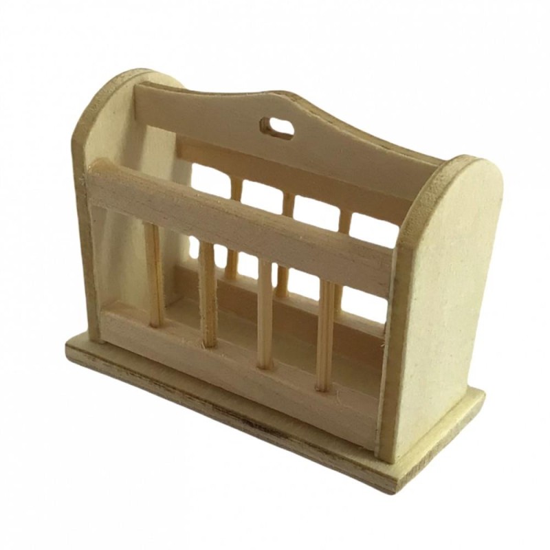 Dolls House Bare Wood Magazine Paper Rack Unfinished Miniature Furniture