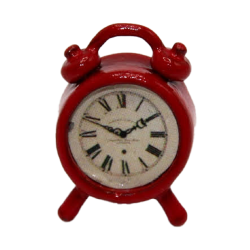 Dolls House Red Retro Alarm Clock Miniature 1:12 Scale Bedroom Accessory 
