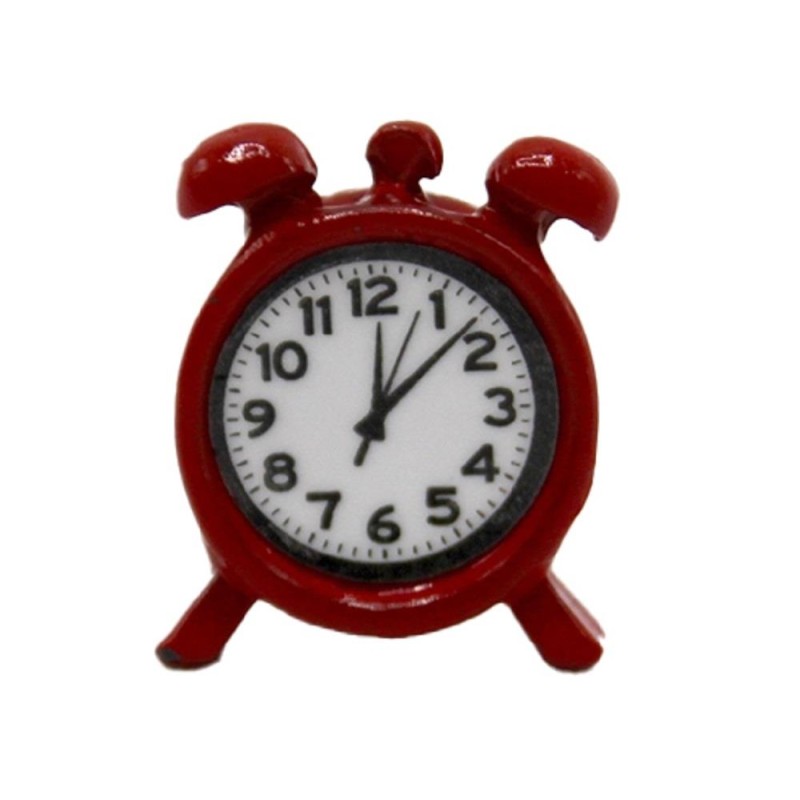 Dolls House Red Alarm Clock Miniature Retro Bedroom Accessory 1:12 Scale